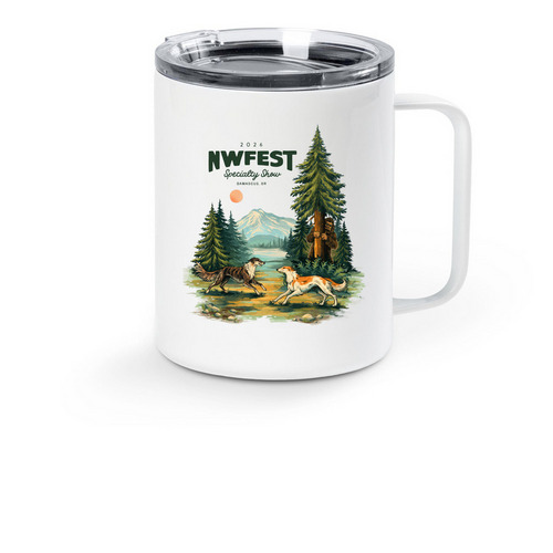 NWFest 2026 Two-Sided Travel Mug, a White Stainless Steel Travel Mug
