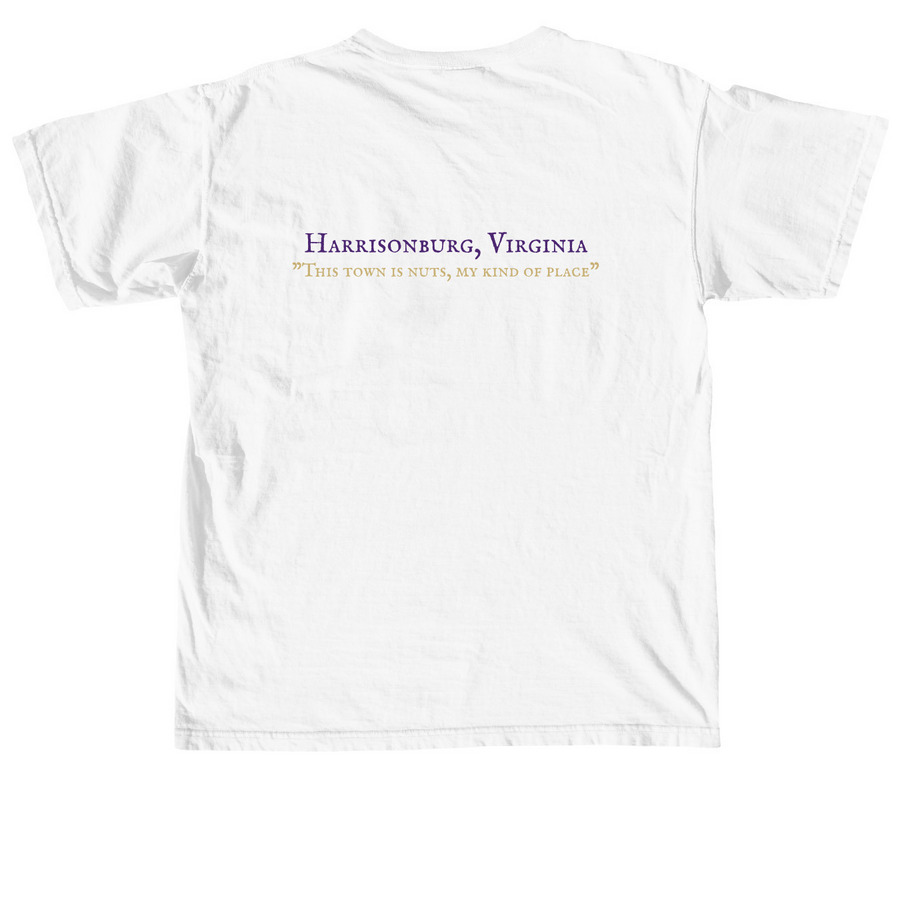 Harrisonburg Mikey Tee, a White Comfort Colors Unisex Tee (back-view)