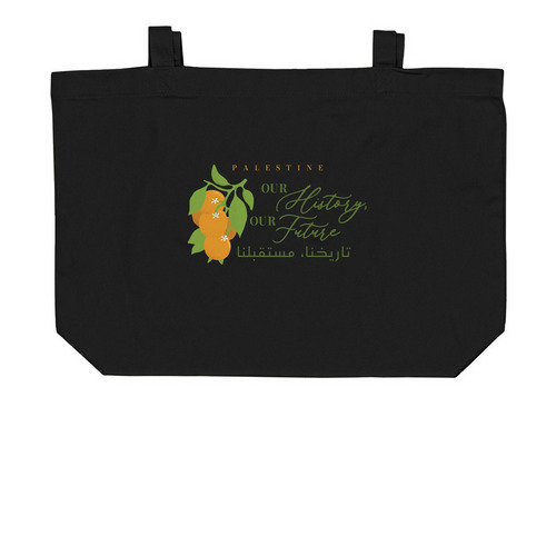 Our History, Our Future, a Black Large Organic Cotton Tote Bag