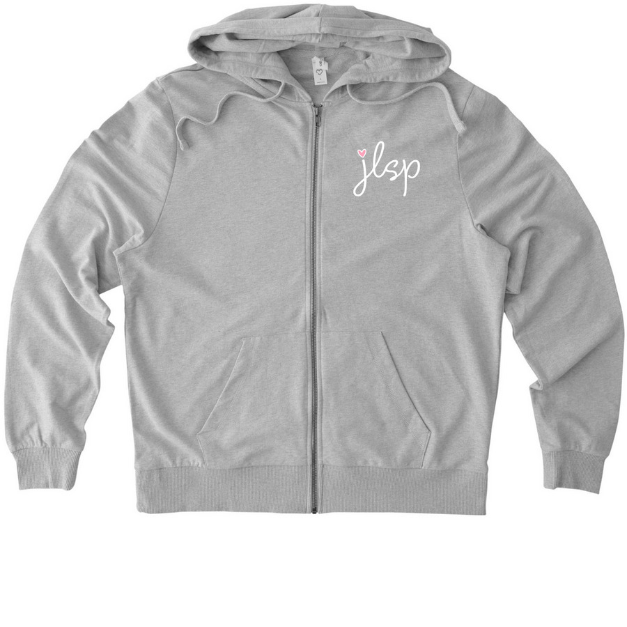 JLSP Love Pullover & Zip Up (2-Sided Print), a Granite Grey Heather Allmade Organic French Terry Zip Up Hoodie