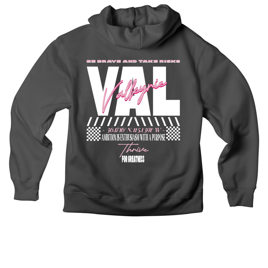 THRIVE FOR GREATNESS - PINK, a Asphalt Premium Heavyweight Pullover Hoodie (back-view)