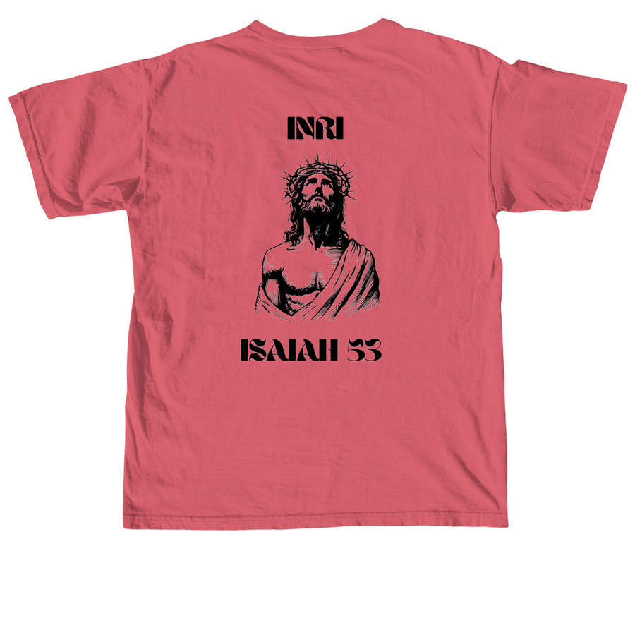 Yeshua, a Crimson Comfort Colors Unisex Tee (back-view)