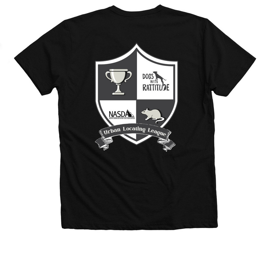 Dogs With Rattitude Urban Locating League, a Solid Black Blend Premium V-Neck Tee (back-view)