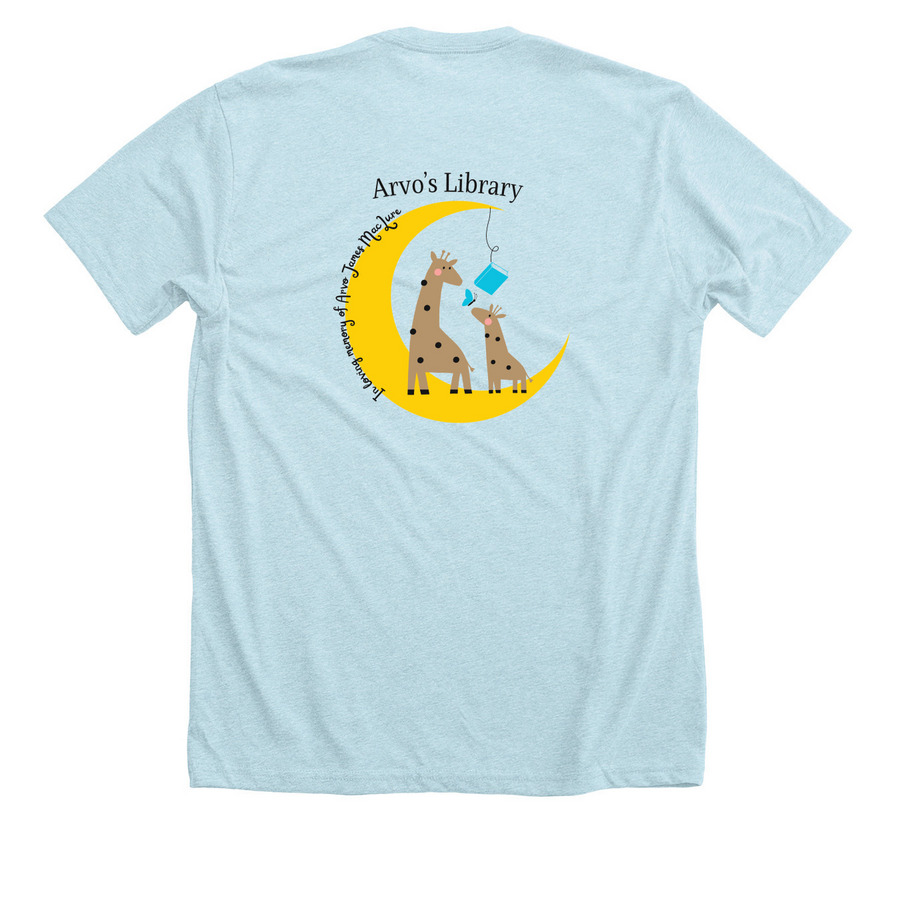 Arvo James MacLure Memorial Foundation Inc., a Heather Ice Blue Premium Unisex Tee (back-view)
