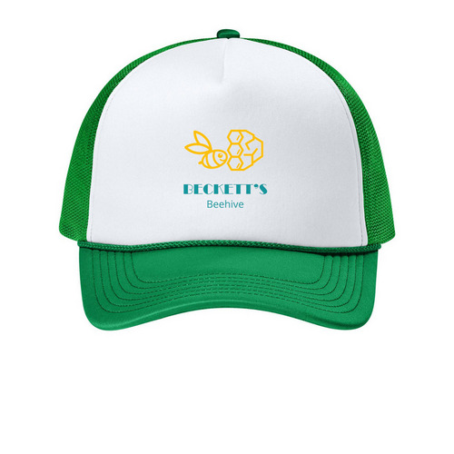 Beehive Trucker Hat, a White/ True Kelly Green Printed Foam Trucker Hat
