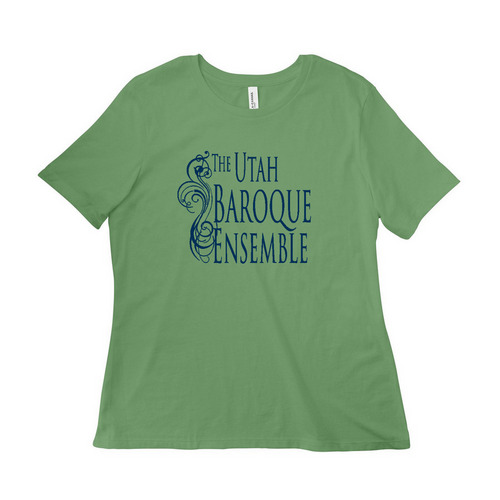Utah Baroque- two-sided, blue ink, a Leaf Women?s Relaxed Cotton Tee