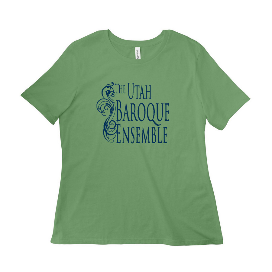 Utah Baroque- two-sided, blue ink, a Leaf Women?s Relaxed Cotton Tee