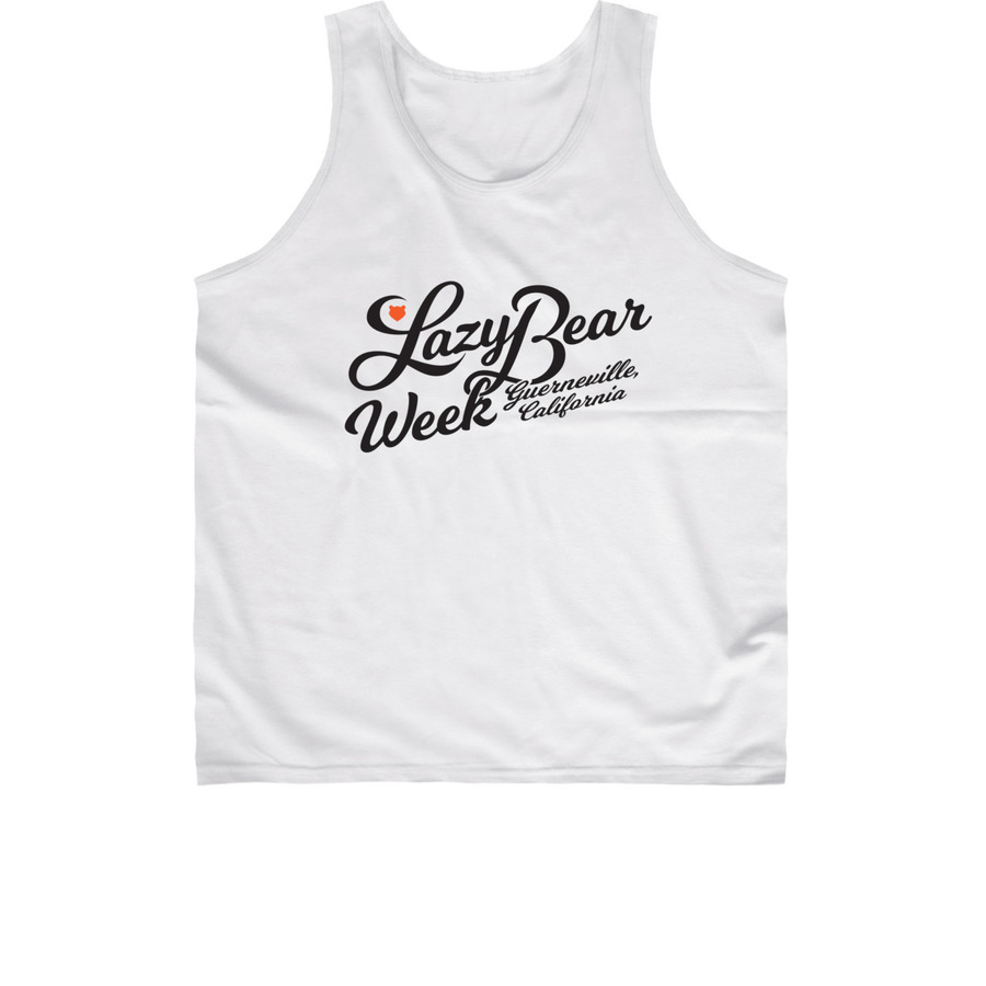 Lazy Bear Script Tank, a White Classic Unisex Tank Top