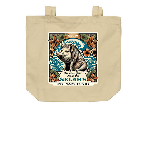 Support Selah's Pig Sanctuary, a Oyster Organic Cotton Tote Bag