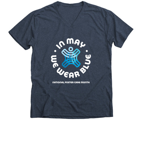 In May We Wear Blue, a Heather Navy Premium V-Neck Tee