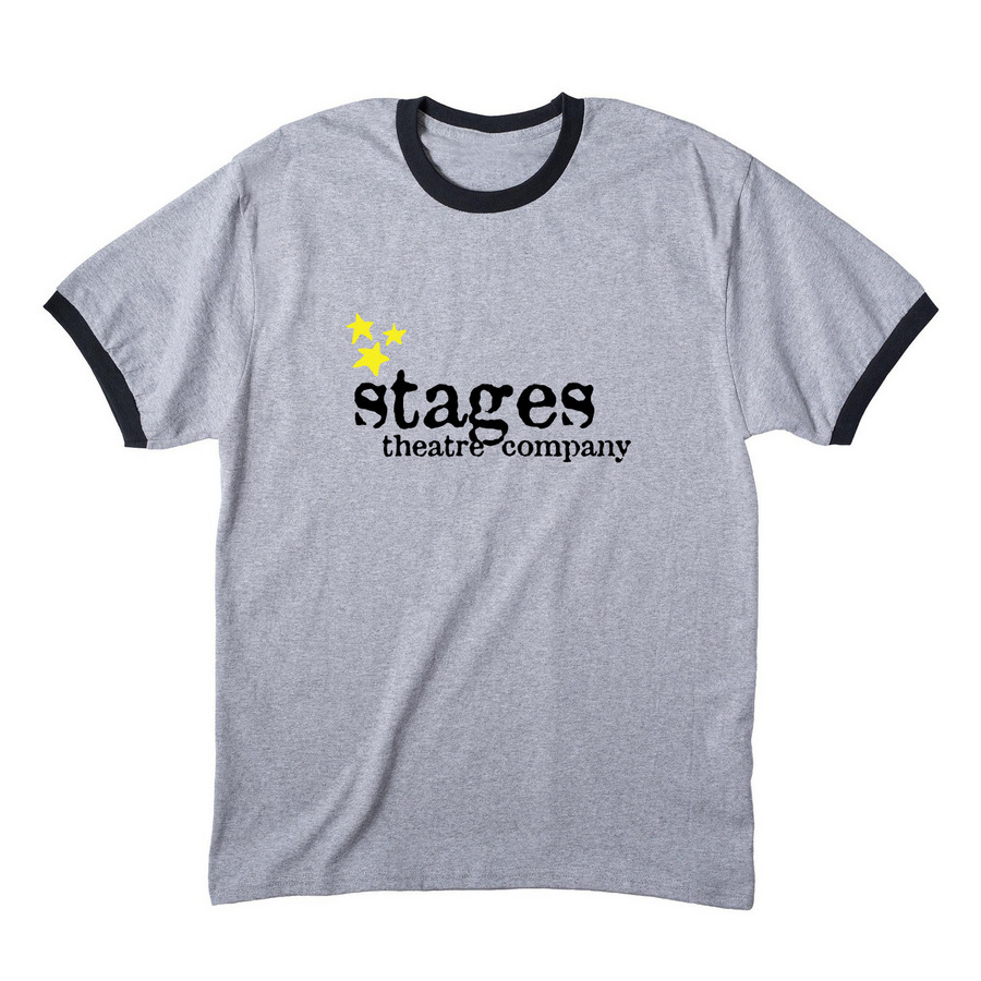 Stages Theatre Company Shirts, a Athletic Heather/ Jet Black Cotton Ringer Tee
