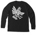 Pushing Positivity for Homeless Migrant Aid, a Solid Black Blend Premium Long Sleeve Tee (back-view)