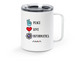 Peace, Love, Informatics, a White Stainless Steel Travel Mug