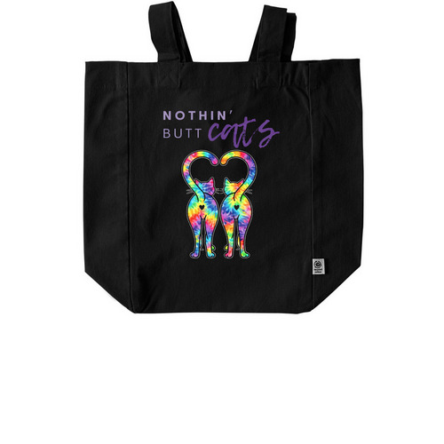 Nothin' Butt Cats Tote, a Black Recycled Cotton Tote Bag