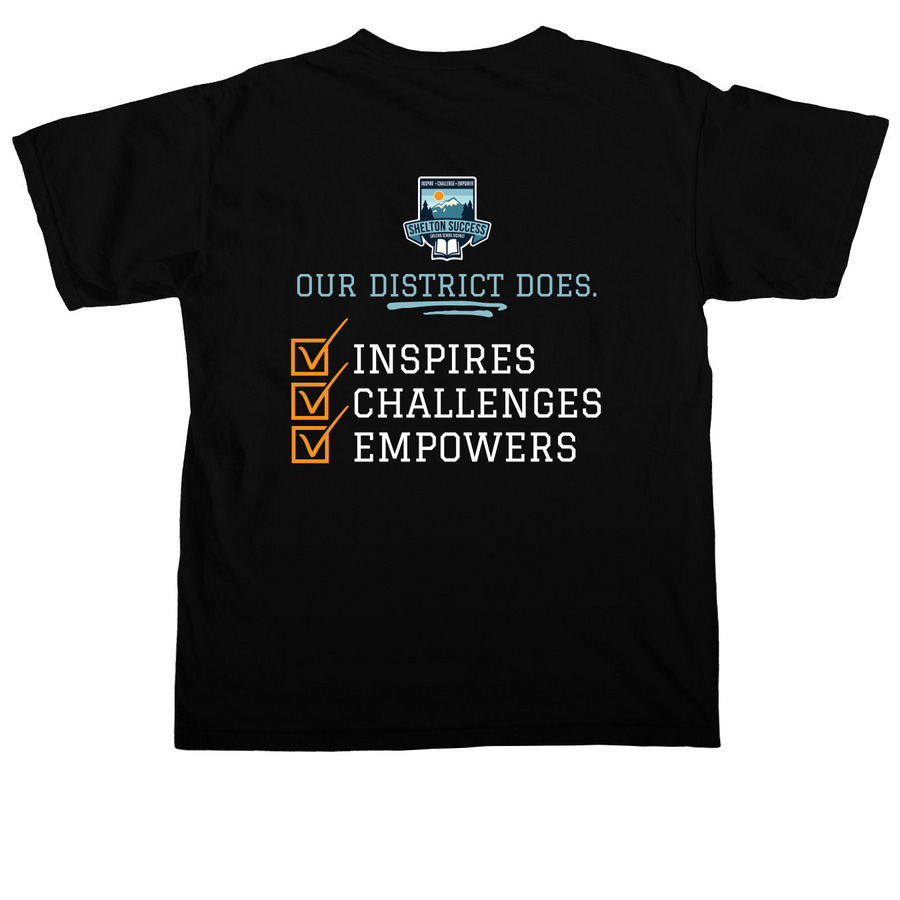 Our District Does, a Black Comfort Colors Unisex Tee (back-view)