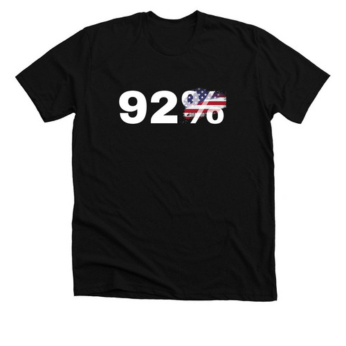 92 Percent USA, a Solid Black Blend Premium Unisex Tee