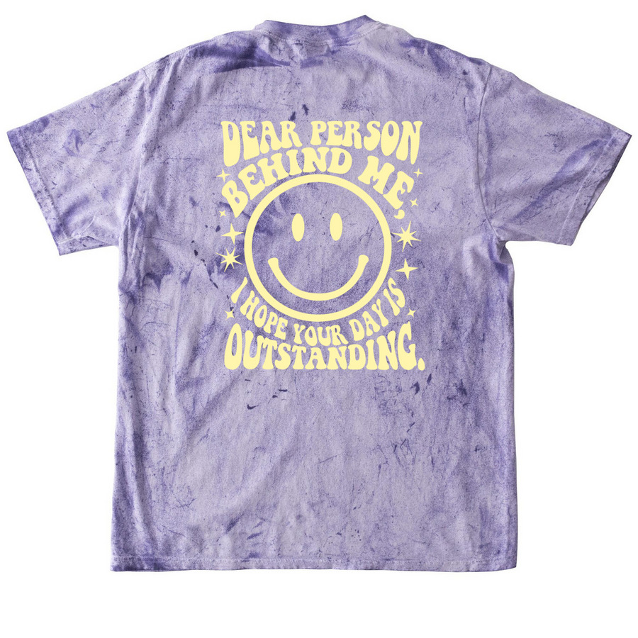 Dear Person Outstanding Smiley, a Amethyst Comfort Colors Colorblast Tee (back-view)