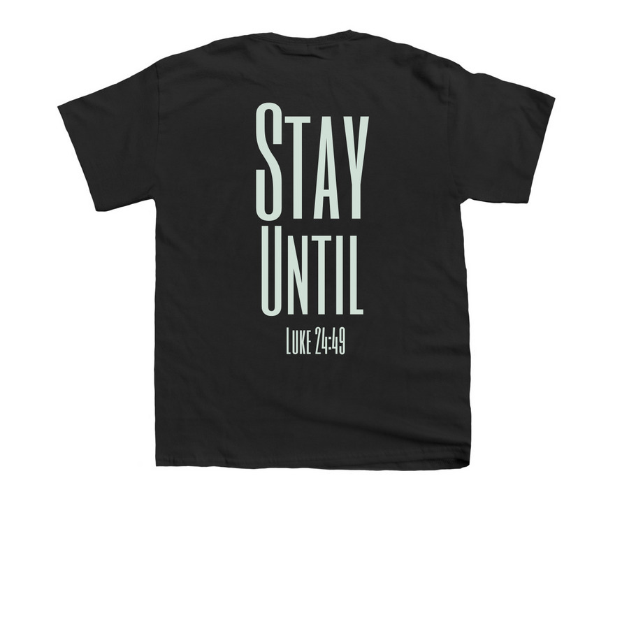 Stay Until 2026, a Black Youth Unisex Tee (back-view)