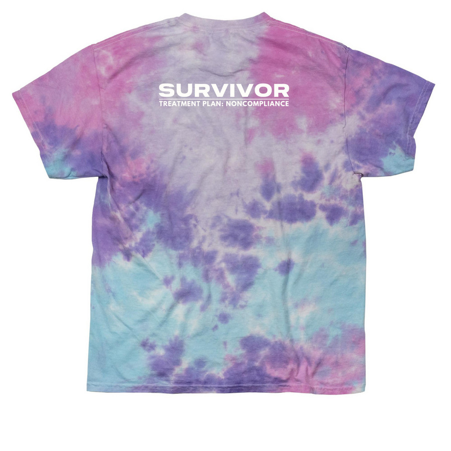 "Treatment Plan: Noncompliance" (WHITE), a Cotton Candy Classic Tie Dye Tee (back-view)