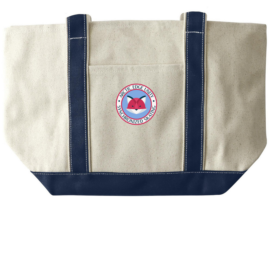 AEU Canvas Shopper Tote, a Natural/Navy Large Two-Tone Canvas Tote Bag