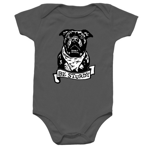 Little Sturdy Gertie, a Charcoal Infant Onesie