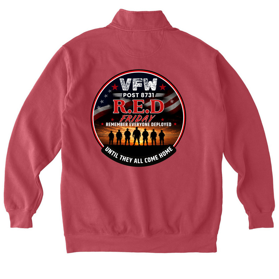 R.E.D. Friday, a Crimson Comfort Colors Quarter Zip Pullover (back-view)