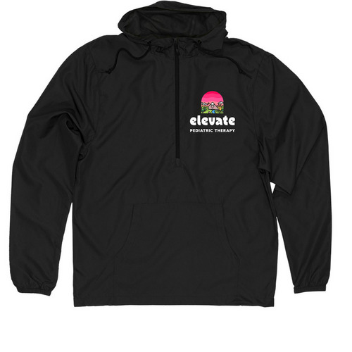 Logo Zip, a Black Quarter-Zip Windbreaker