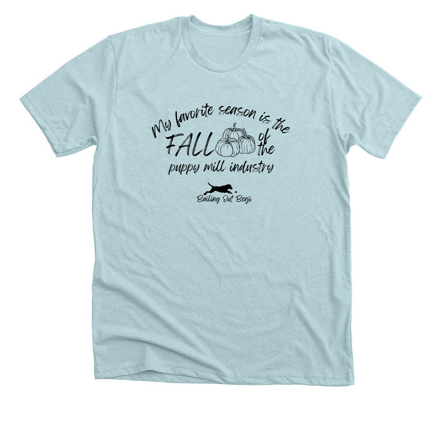 My Favorite Season is...&nbsp; (black design), a Heather Ice Blue Premium Unisex Tee