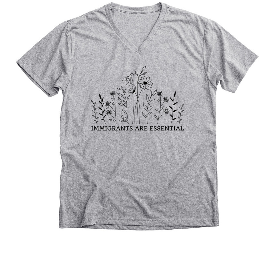 Immigrants are Essential, a Athletic Heather Premium V-Neck Tee