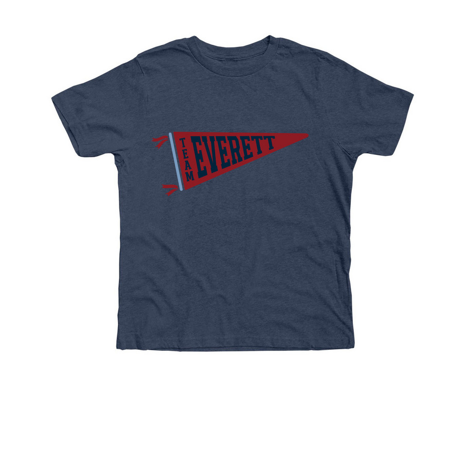 Youth - Team Everett Flag Tee, a Heather Navy Premium Youth Tee