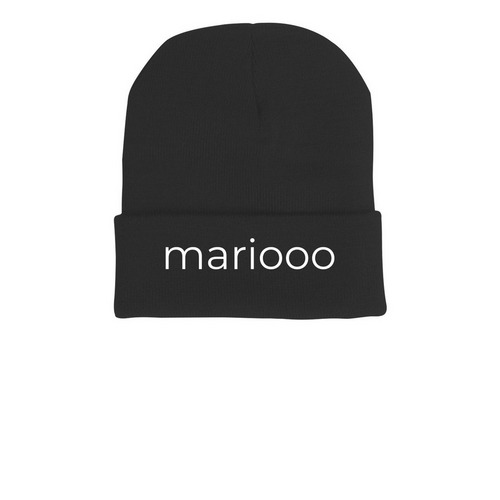 mariooo hat, a Black Printed Cuffed Beanie