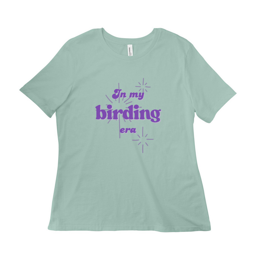 "In my Birding Era", a Dusty Blue Women?s Relaxed Cotton Tee