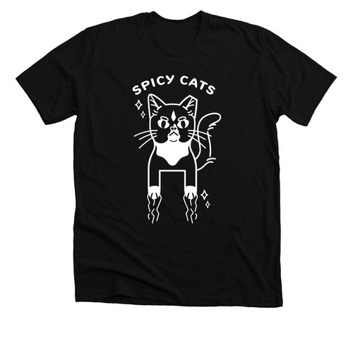 Sesame Eartipped Kitty - Spicy Cats Rescue, a Solid Black Blend Premium Unisex Tee
