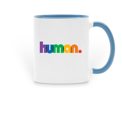 Human ? Mug, a Light Blue Two-Tone Ceramic Mug