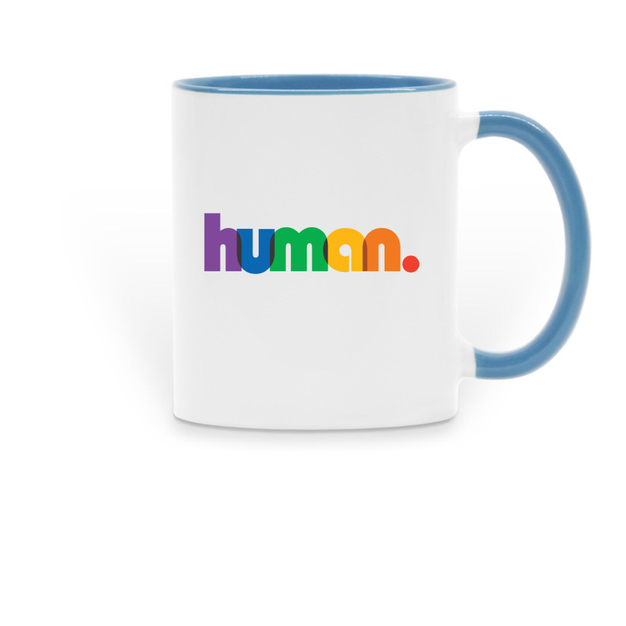 Human ? Mug, a Light Blue Two-Tone Ceramic Mug