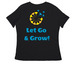 Let Go & Grow, a Black Women's Relaxed V-Neck Tee (back-view)