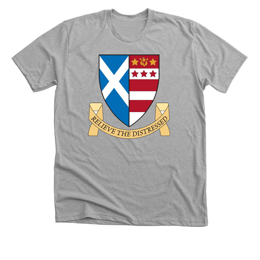 Saint Andrew's Society - Shield + Motto, a Athletic Heather Premium Unisex Tee
