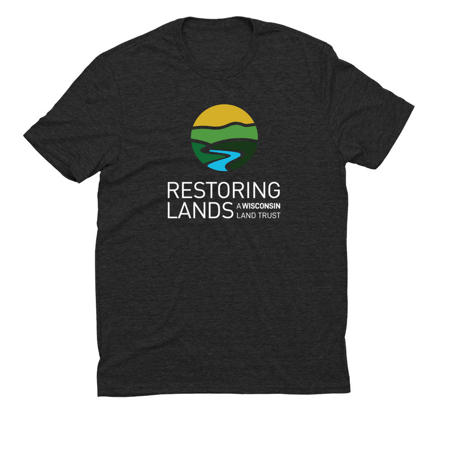 Restoring Lands - Full Logo on Front, a Space Black Allmade Eco Triblend Unisex Tee