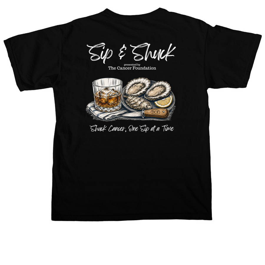 Represent 'Sip & Shuck' Year Round, a Black Comfort Colors Unisex Tee (back-view)