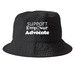 Support, Empower, Advocate., a Black Printed Bucket Hat
