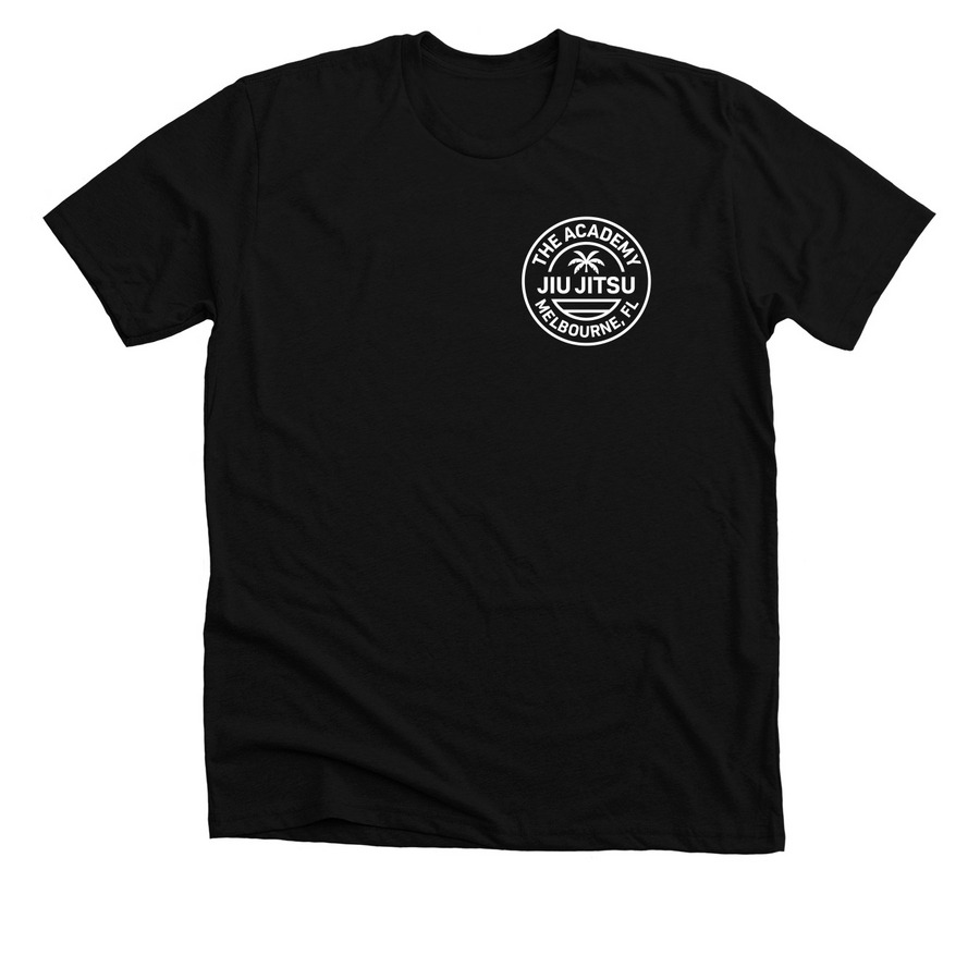 The Academy Jiu Jitsu Logo Collection, a Solid Black Blend Premium Unisex Tee