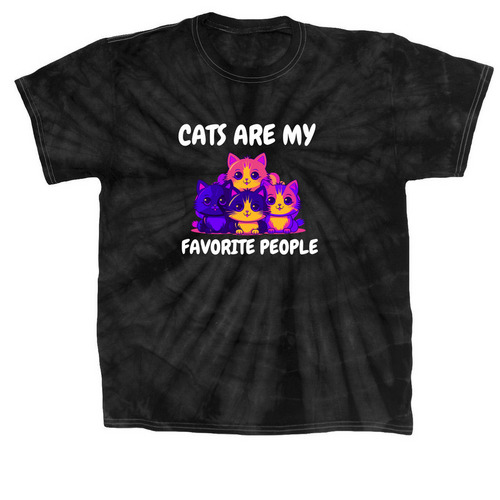 CATS CATS CATS, a Black Classic Tie Dye Tee