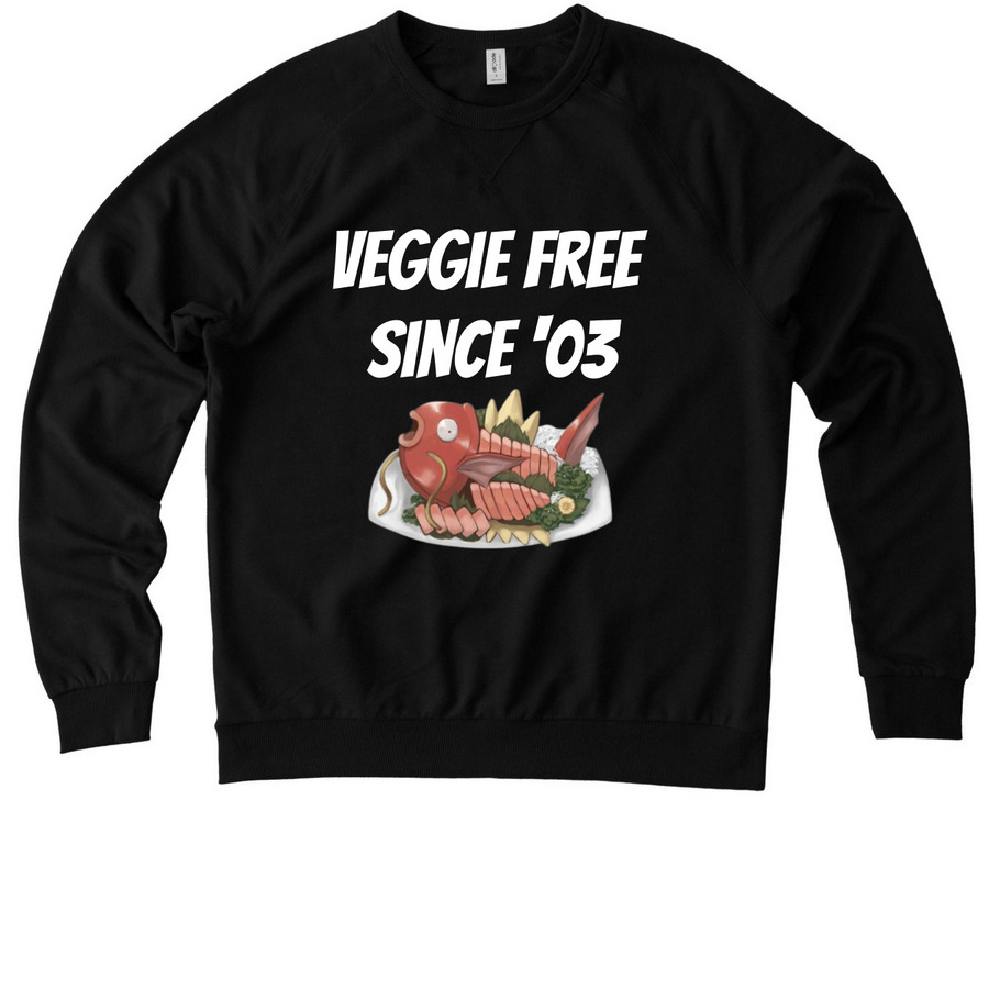 Veggie Free&nbsp;, a Deep Black Allmade Organic French Terry Crewneck Sweatshirt