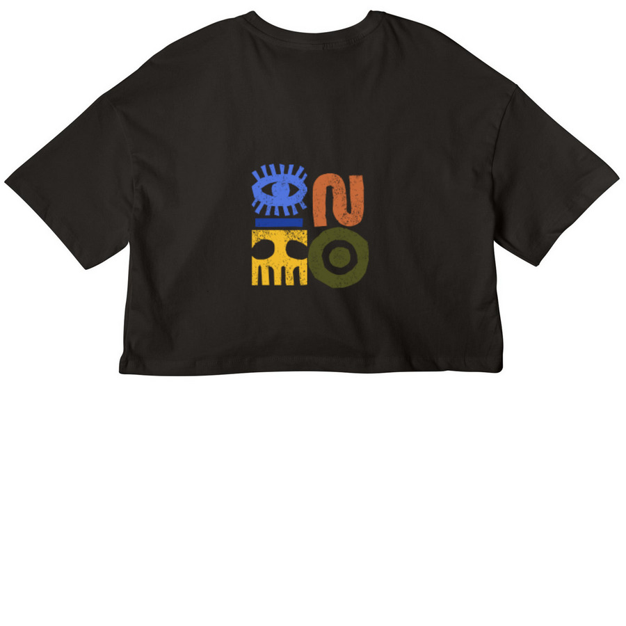 UYJ CROP, a Black Women?s Cropped Cotton Tee (back-view)