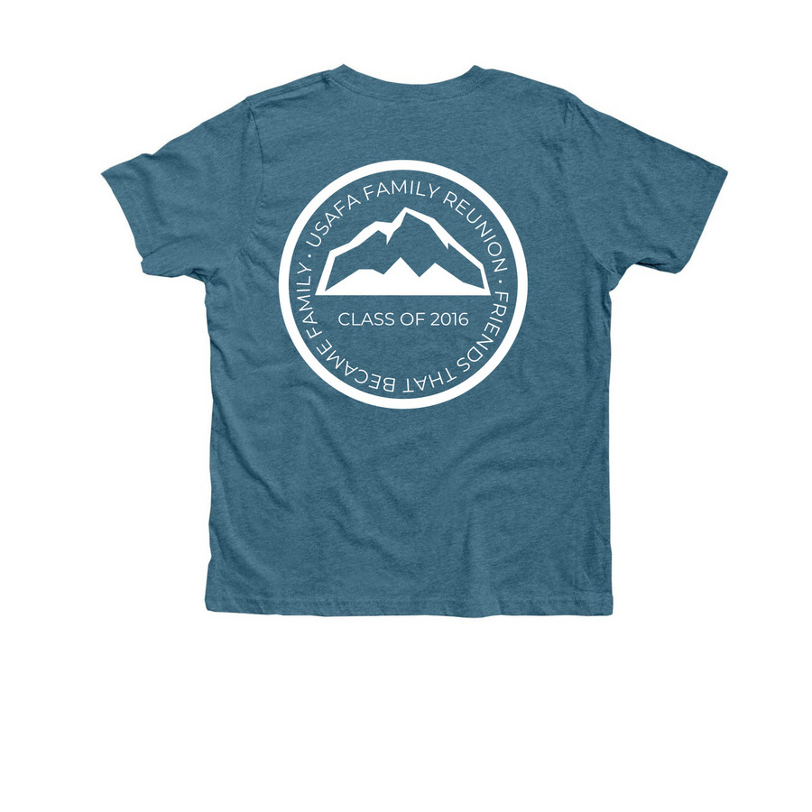 Youth USAFA Reunion&nbsp;, a Heather Deep Teal Premium Youth Tee (back-view)