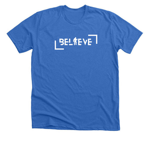 Believe?, a Heather True Royal Premium Unisex Tee