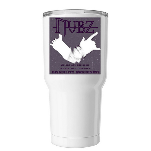 Nubz Disability Awareness Tumbler, a White Insulated Tumbler
