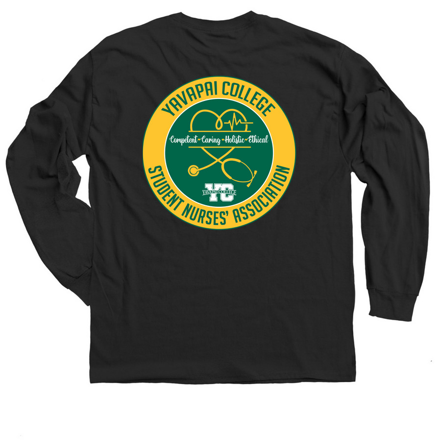 Yavapai College - SNA, a Black Classic Long Sleeve Tee (back-view)