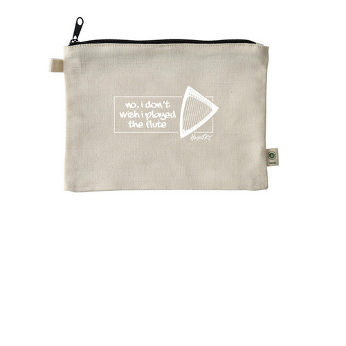 "no, i don't wish i played the flute" Pouch, a Natural 9"x7" Hemp Blend Pouch