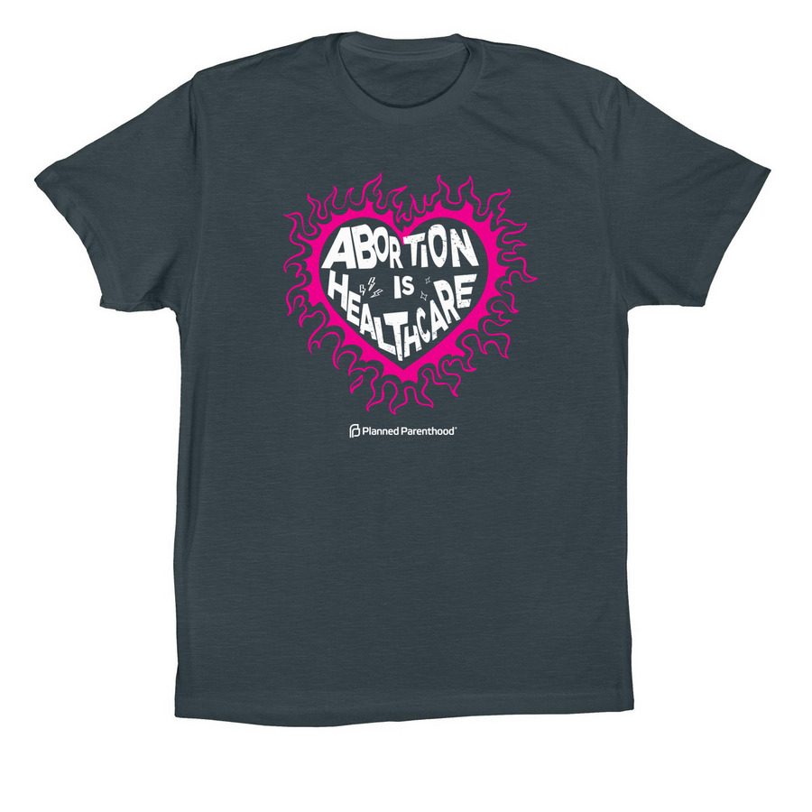 Flaming Heart Planned Parenthood Shirt, a Dark Grey Premium Cotton Tee